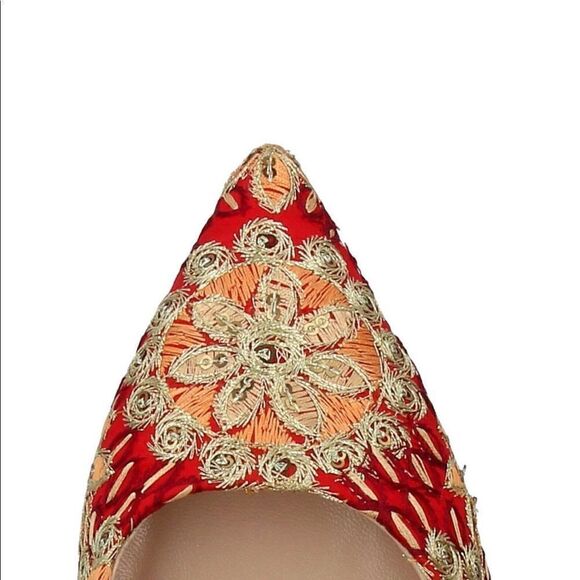 TRATEGIA Red pump hi heel embroidered comfortable shoes - Picture 5 of 10